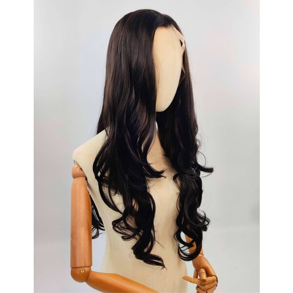 Naturschwarze Lace Front Perücke 75cm gelockt | Coffee