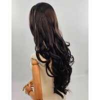 Naturschwarze Lace Front Perücke 75cm gelockt | Coffee