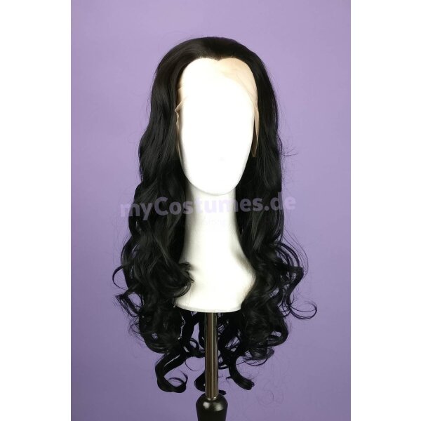 Schwarze Lace Front Perücke 60cm gelockt |  Black