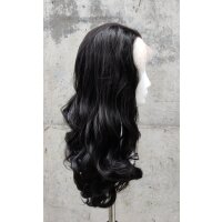 Naturschwarze Lace Front Perücke 55cm gelockt | Ebony