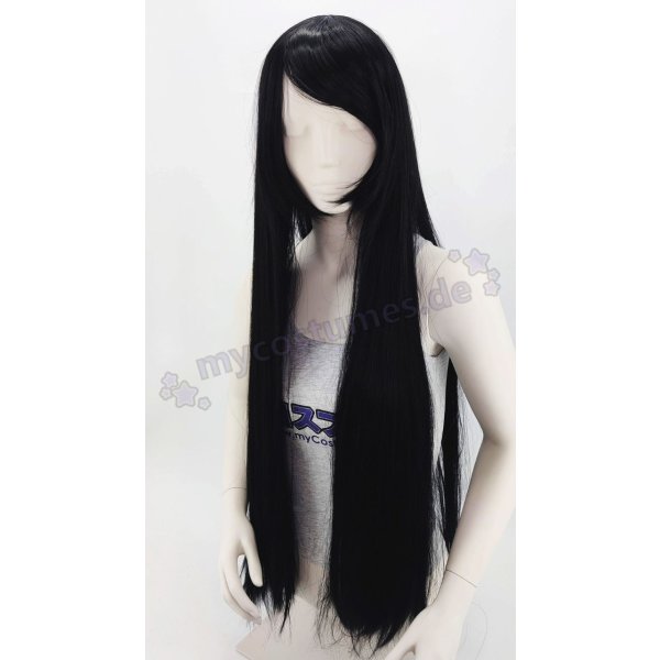 Keiko Perücke 100cm glatt mit Pony Schwarz | Black