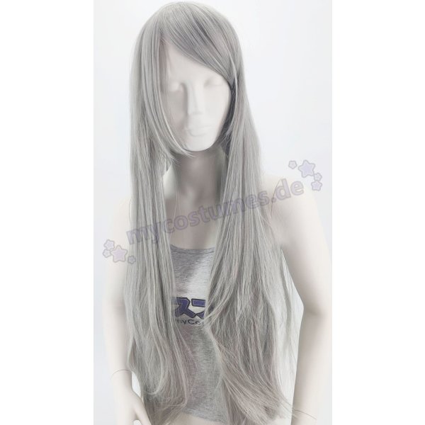 Keiko Perücke 100cm glatt mit Pony Grau | Lightgrey