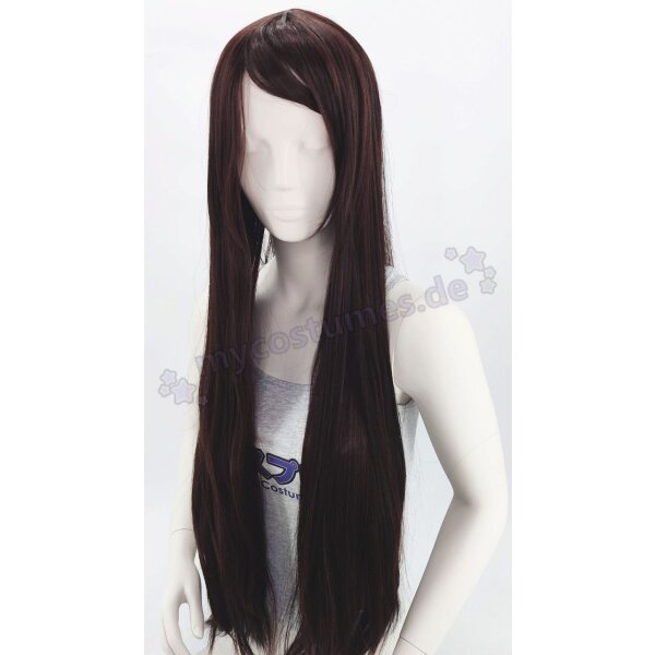 Keiko Perücke 100cm glatt mit Pony Braun | Darkbrown