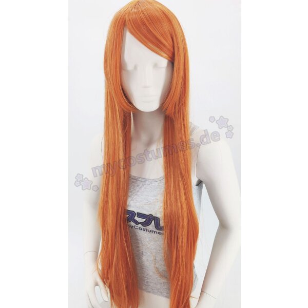 Keiko Perücke 100cm glatt mit Pony Orange | Apricot