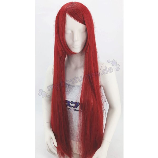 Keiko Perücke 100cm glatt mit Pony Rot | Bordeaux