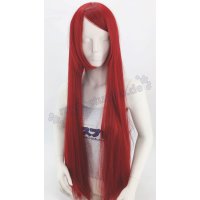 Keiko Perücke 100cm glatt mit Pony Rot | Bordeaux