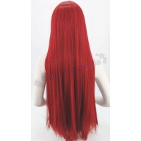 Keiko Perücke 100cm glatt mit Pony Rot | Bordeaux