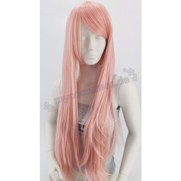 Keiko Perücke 100cm glatt mit Pony Rosa | Macaron
