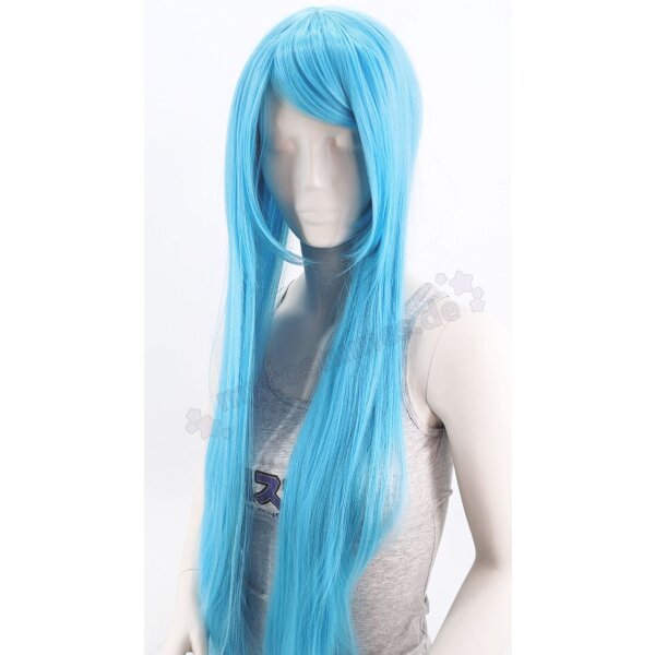 Keiko Perücke 100cm glatt mit Pony Blau | Poolparty