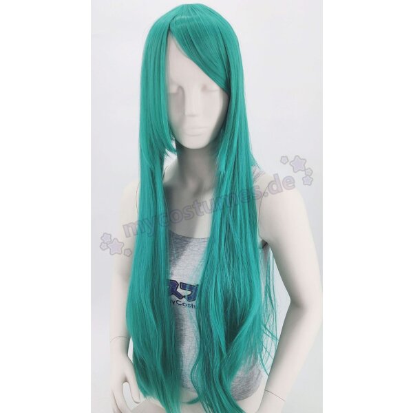 Keiko Wig | 100cm straight with fringe Turquoise