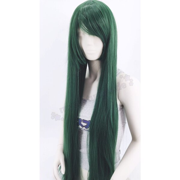 Keiko Perücke 100cm glatt mit Pony Grün | Darkgreen