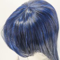 Misaki Perücke 80cm glatt mit Pony Blau | Nightblue
