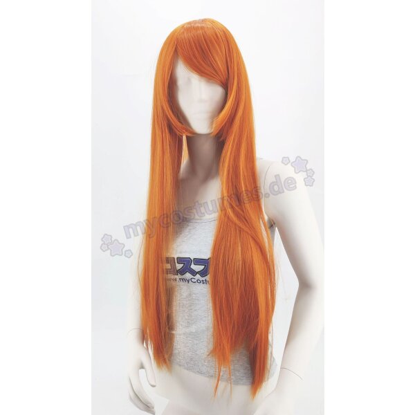 Misaki Perücke 80cm glatt mit Pony Orange | Carrot