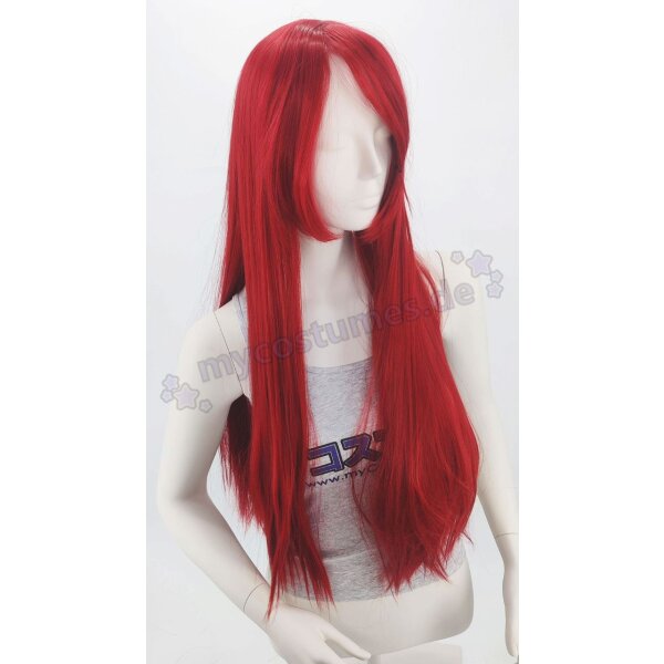Misaki Perücke 80cm glatt mit Pony Rot | Bordeaux