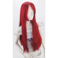 Misaki Perücke 80cm glatt mit Pony Rot | Bordeaux