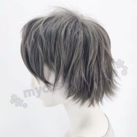 Momo Perücke 30cm kurz gestuft grau | Darkgrey