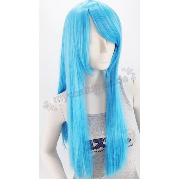 Misaki Perücke 80cm glatt mit Pony Blau | Poolparty