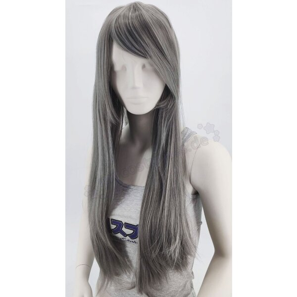 Misaki Perücke 80cm glatt mit Pony Grau | Grey