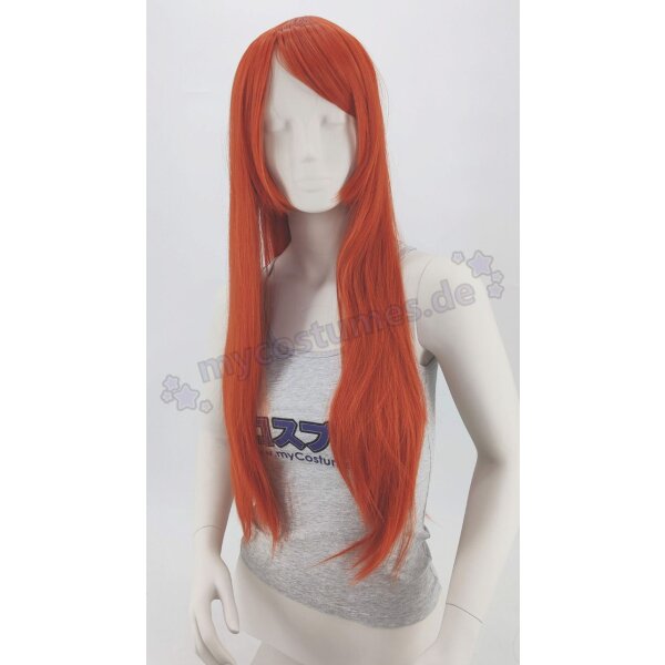 Misaki Perücke 80cm glatt mit Pony Rot | Coral