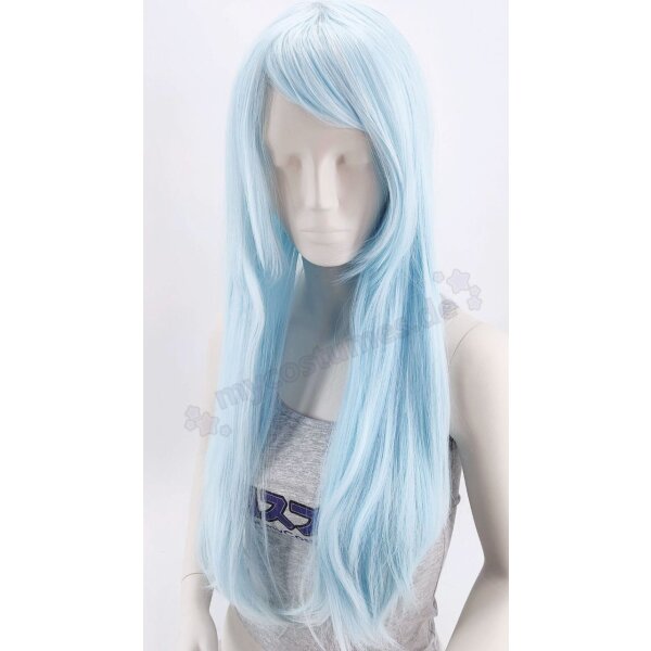Misaki Perücke 80cm glatt mit Pony Blau | Lightblue