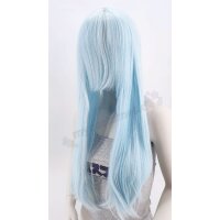 Perücke 80cm glatt mit Pony Blau | Lightblue